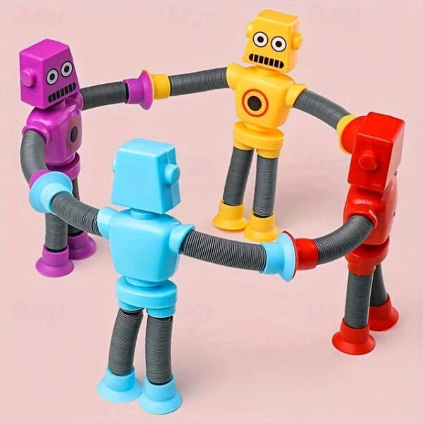 DIY Telescopic Tube Portable Versatile Cartoon Robot Decompressing Toy, Popular Creative Sensory Toy With Suction Cups, Halloween Decor, Thanksgiving,