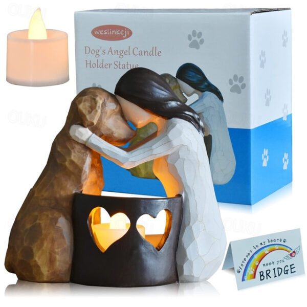 Dog Memorial GiftsPet Loss GiftsHand-Sculpted Dogs Passing Away Sympathy GiftRemembrance Gift Dog Lovers Candle Holder Statue with LED Candle 2025 - U