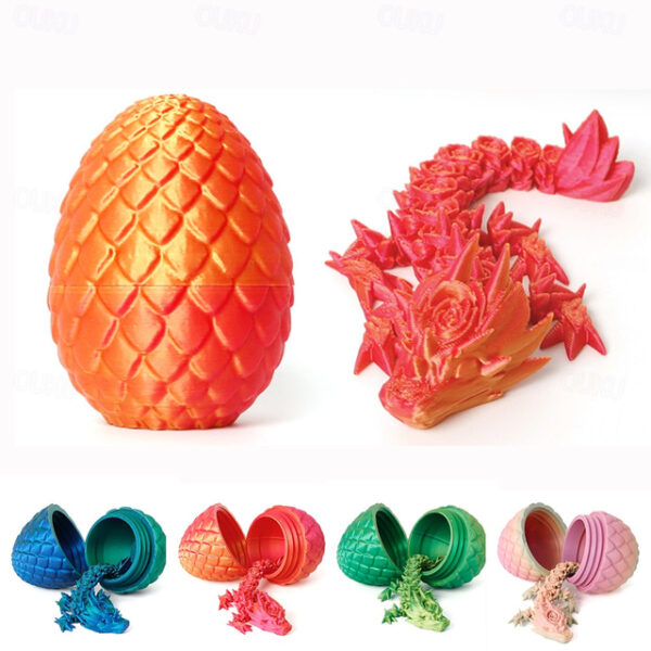 Easter 3D Printed Dragon Egg, Mystery Crystal Dragon Egg Fidget Toys Surprise, Easter Eggs Articulated Crystal Dragon Eggs with Dragon Inside 2025 - U