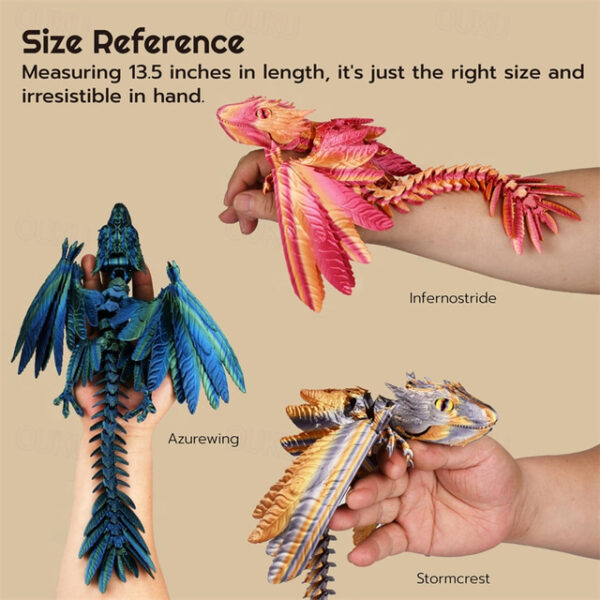 Feathered Wyvern Dragon 3D Printed Dragon Articulated Dragon Fidget Dragon 3D Printed Toys Desktop Pet 2025 - US $28.99