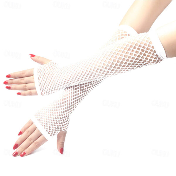 Festival & Party Fishnet Gloves - Stretchy Punk Half-Finger Sexy Long Gloves, Nightclub Etiquette, European & American Style 2025 - US $6.99