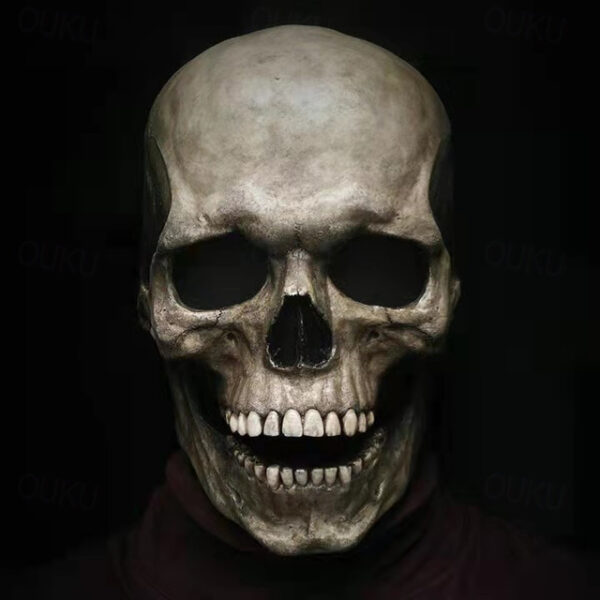 Full Head Skull Mask with Moving Jaw,Adult Entire Head Realistic Latex Helmet,Skeleton Headgear Creepy Mask Realistic Cosplay Props 2025 - US $15.49