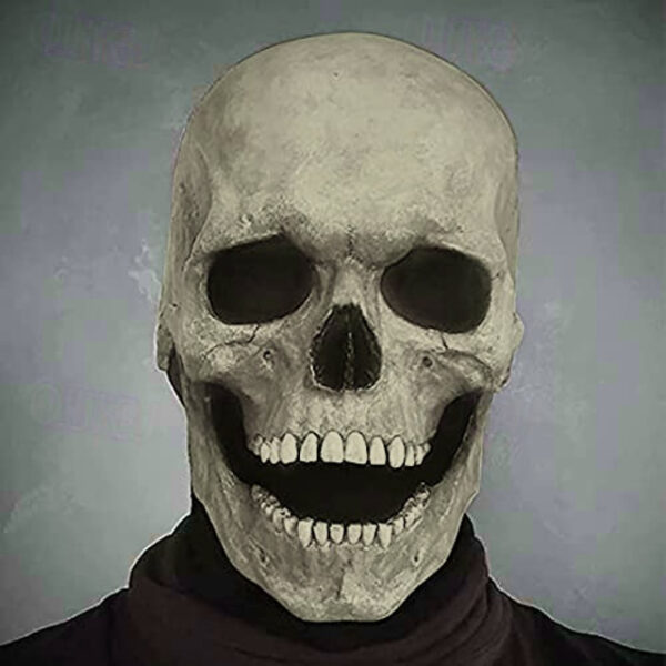 Full Head Skull Mask with Moving Jaw,Adult Entire Head Realistic Latex Helmet,Skeleton Headgear Creepy Mask Realistic Cosplay Props 2025 - US $15.49