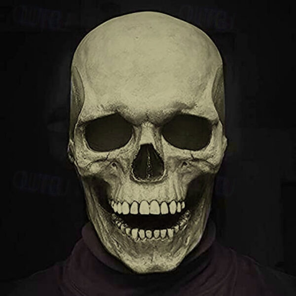 Full Head Skull Mask with Moving Jaw,Adult Entire Head Realistic Latex Helmet,Skeleton Headgear Creepy Mask Realistic Cosplay Props 2025 - US $15.49