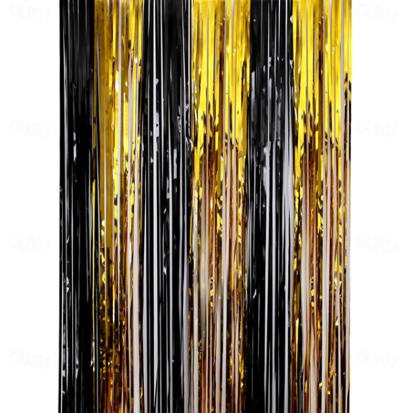 Gold Metallic Tinsel Foil Fringe Curtains,3.28ft x 6.5ft Gold Photo Booth Backdrop Streamer,Photo Booth Props,for Party Door Wall Curtains Bachelorett