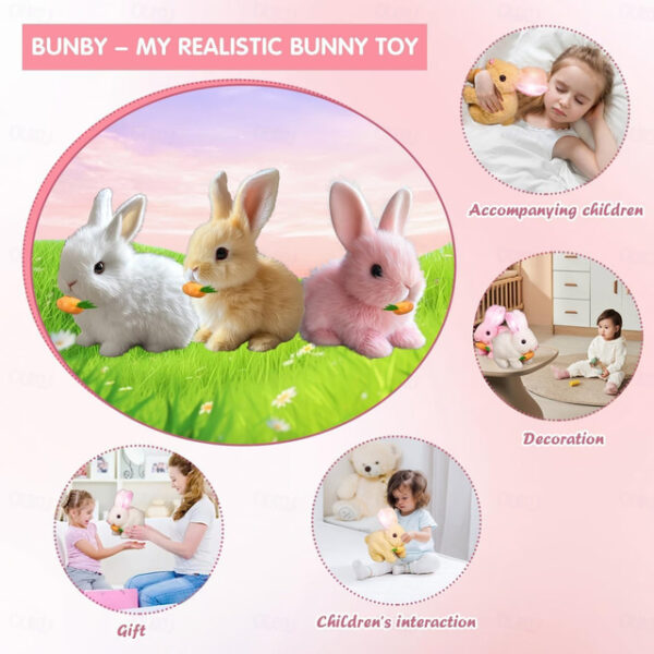 My Realistic Bunny Toy, Interactive Bunny Easter Decoration Realistic Bunny Gift for Kids- Jumping, Twitching, and Shaking Ears, Bunny Realistic Bunny