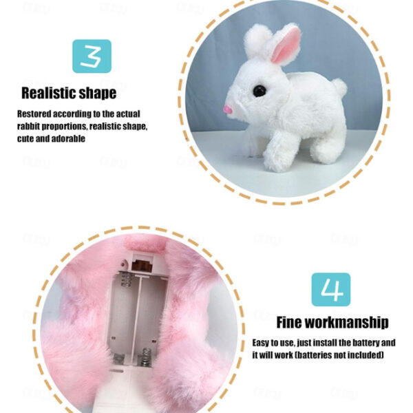 My Realistic Bunny Toy, Interactive Bunny Easter Decoration Realistic Bunny Gift for Kids- Jumping, Twitching, and Shaking Ears, Bunny Realistic Bunny
