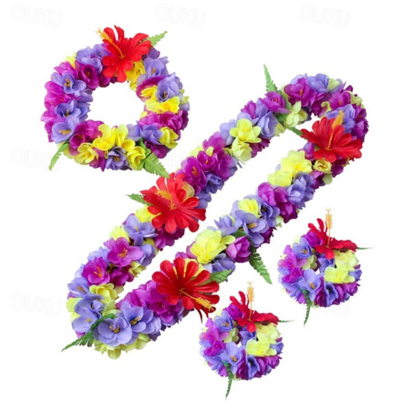 Party New Simulated Flower Necklace Adult and Children's wreath 4-piece Set Beach Travel Display Decoration 2025 - US $39.99