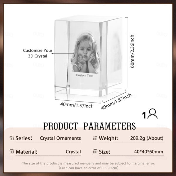 Personalized Graduation Gift Custom 3D Engraved Crystal Photo Class of 2025 Graduate Inspirational Gifts Rectangle Shaped Holographic Laser Photo Deco