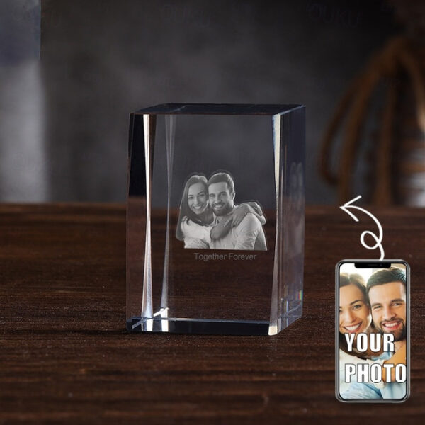 Personalized Graduation Gift Custom 3D Engraved Crystal Photo Class of 2025 Graduate Inspirational Gifts Rectangle Shaped Holographic Laser Photo Deco