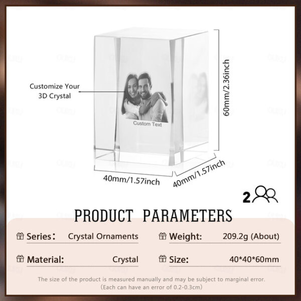 Personalized Graduation Gift Custom 3D Engraved Crystal Photo Class of 2025 Graduate Inspirational Gifts Rectangle Shaped Holographic Laser Photo Deco