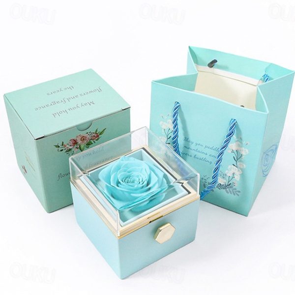 Real Eternal Rose Rotating Gift Box Set Romantic Eternal Flower | Birthday, Mothers Day, Gifts for Women, Valentine's Day Gift 2024 - US $20.99