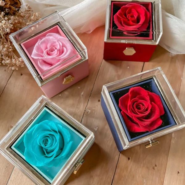 Real Eternal Rose Rotating Gift Box Set Romantic Eternal Flower | Birthday, Mothers Day, Gifts for Women, Valentine's Day Gift 2024 - US $20.99