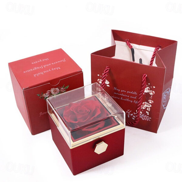 Real Eternal Rose Rotating Gift Box Set Romantic Eternal Flower | Birthday, Mothers Day, Gifts for Women, Valentine's Day Gift 2025 - US $21.99