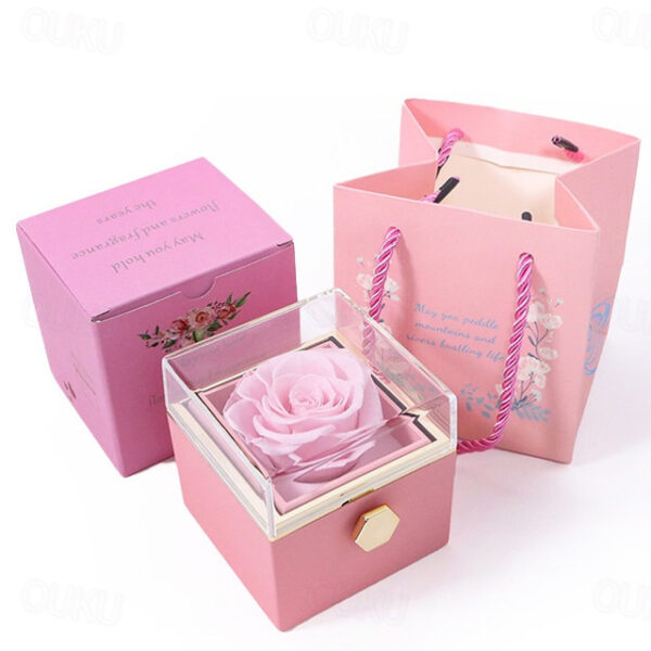 Real Eternal Rose Rotating Gift Box Set Romantic Eternal Flower | Birthday, Mothers Day, Gifts for Women, Valentine's Day Gift 2025 - US $21.99