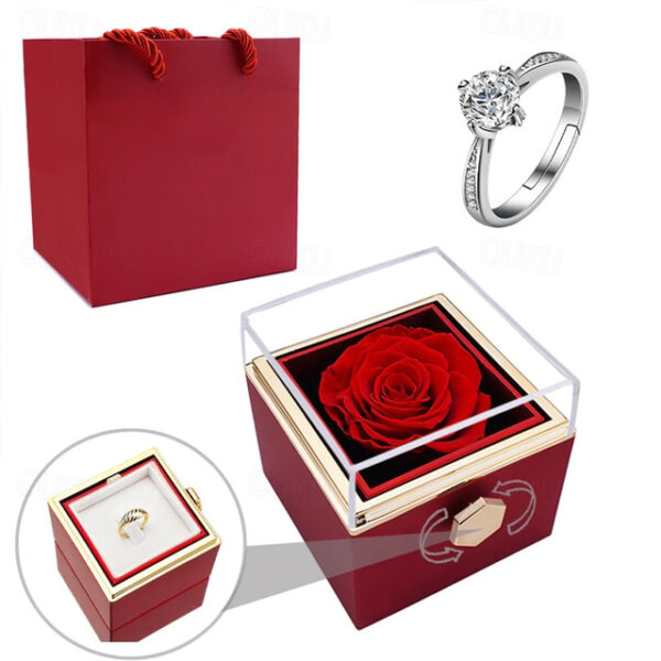 Real Eternal Rose Rotating Gift Box Set Romantic Eternal Flower | Birthday, Mothers Day, Gifts for Women, Valentine's Day Gift 2025 - US $21.99