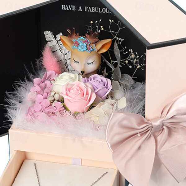 Rose Soap Flower Lipstick Gift Box with Hand Gift Deer Gift Box Qixi Valentine's Day Gift Double Door Necklace Gift Box (Gift box only) 2025 - US $29.