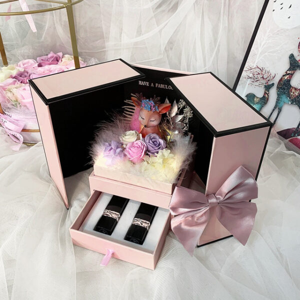 Rose Soap Flower Lipstick Gift Box with Hand Gift Deer Gift Box Qixi Valentine's Day Gift Double Door Necklace Gift Box (Gift box only) 2025 - US $29.