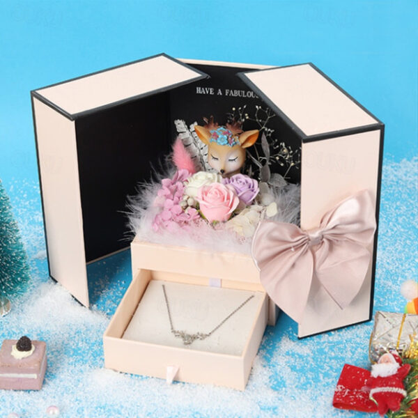 Rose Soap Flower Lipstick Gift Box with Hand Gift Deer Gift Box Qixi Valentine's Day Gift Double Door Necklace Gift Box (Gift box only) 2025 - US $29.