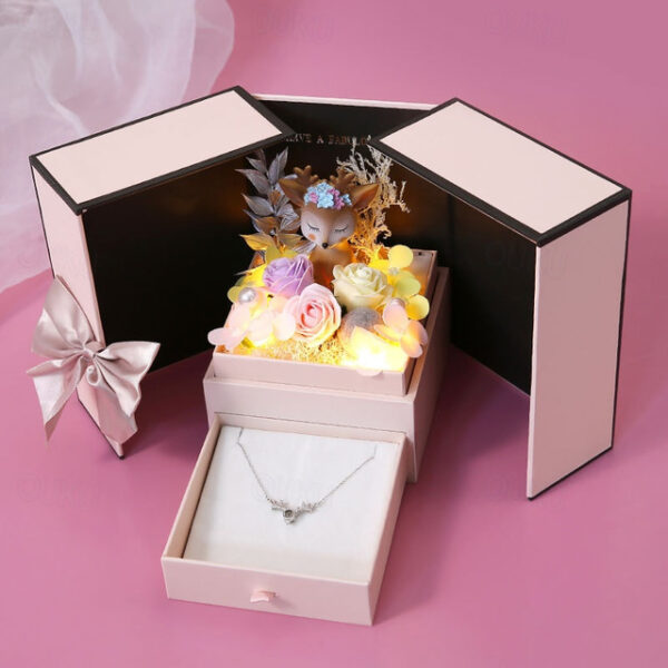 Rose Soap Flower Lipstick Gift Box with Hand Gift Deer Gift Box Qixi Valentine's Day Gift Double Door Necklace Gift Box (Gift box only) 2025 - US $29.