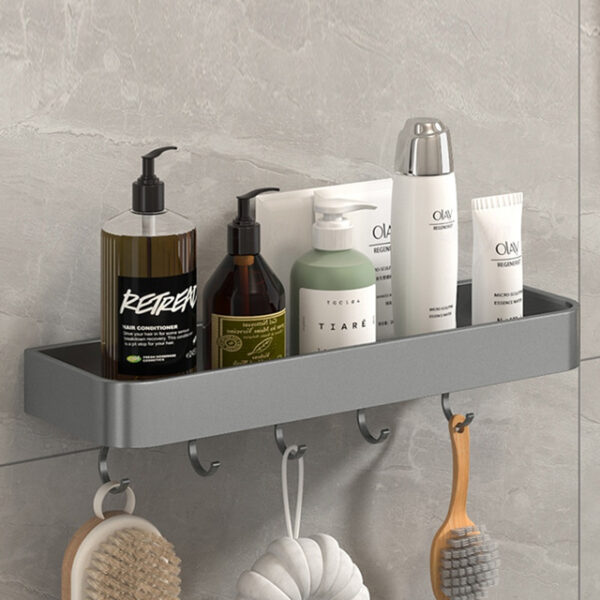 Shower Caddy Bathroom Shelves Wall Mounted Gun Grey Storage Organizer Rack Bathroom Kitchen Bathroom Hardware Pendant Bathroom Shelf Space Aluminum Sh