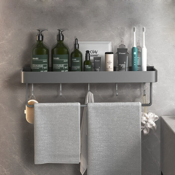 Shower Caddy Bathroom Shelves Wall Mounted Gun Grey Storage Organizer Rack Bathroom Kitchen Bathroom Hardware Pendant Bathroom Shelf Space Aluminum Sh