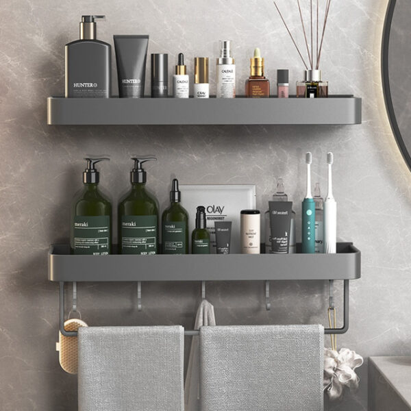 Shower Caddy Bathroom Shelves Wall Mounted Gun Grey Storage Organizer Rack Bathroom Kitchen Bathroom Hardware Pendant Bathroom Shelf Space Aluminum Sh