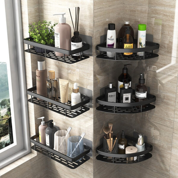 Shower Caddy Bathroom Triangle Basket Suction Cup Wall Type Space Aluminum Shower Room Triangle Non Perforated Toilet Corner Shelf 2025 - US $20.99