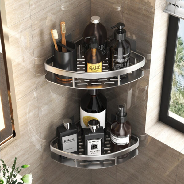 Shower Caddy Bathroom Triangle Basket Suction Cup Wall Type Space Aluminum Shower Room Triangle Non Perforated Toilet Corner Shelf 2025 - US $20.99