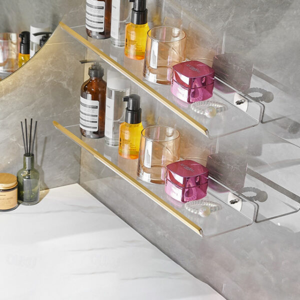 Shower Caddy Black/Gold Acrylic Bathroom Shelf Perforated Free Toilet Washstand Toilet Wall Mounted Storage Rack 2025 - US $23.99