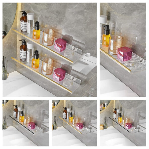 Shower Caddy Black/Gold Acrylic Bathroom Shelf Perforated Free Toilet Washstand Toilet Wall Mounted Storage Rack 2025 - US $23.99