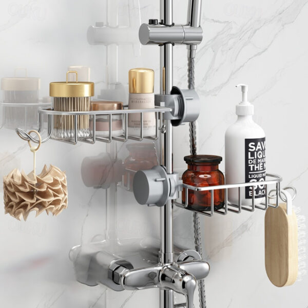 Shower Caddy Shower Rack Space Aluminum Bathroom Shower Gel Rack Net Basket Toilet Storage Rack Lifting Shower Bar Tray 2025 - US $13.99