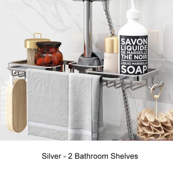 Shower Caddy Shower Rack Space Aluminum Bathroom Shower Gel Rack Net Basket Toilet Storage Rack Lifting Shower Bar Tray 2025 - US $13.99