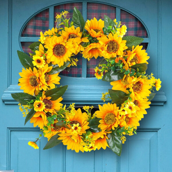 Spring Wreath Artificial Sunflower & Vine Garland - Rustic Hanging Decoration for Doors, Fences, Windows & Storefronts 2025 - US $25.99
