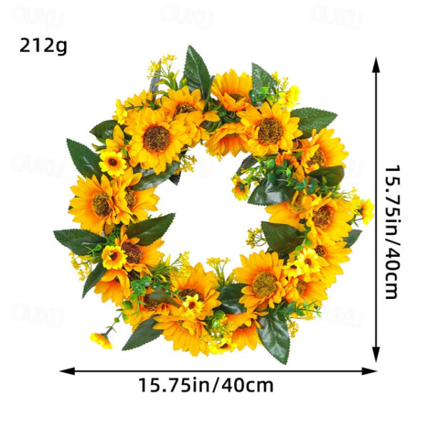 Spring Wreath Artificial Sunflower & Vine Garland - Rustic Hanging Decoration for Doors, Fences, Windows & Storefronts 2025 - US $25.99