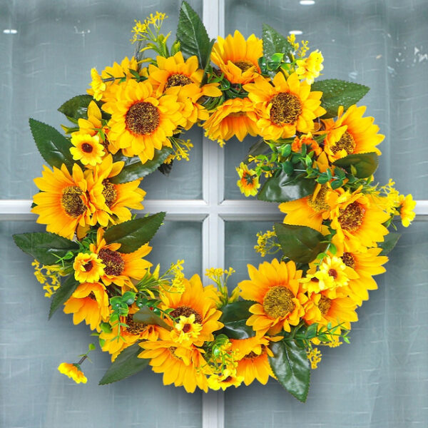 Spring Wreath Artificial Sunflower & Vine Garland - Rustic Hanging Decoration for Doors, Fences, Windows & Storefronts 2025 - US $25.99