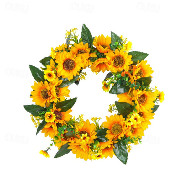 Spring Wreath Artificial Sunflower & Vine Garland - Rustic Hanging Decoration for Doors, Fences, Windows & Storefronts 2025 - US $25.99