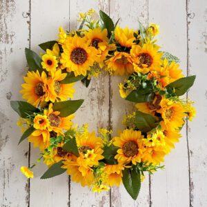 Spring Wreath Artificial Sunflower & Vine Garland - Rustic Hanging Decoration for Doors, Fences, Windows & Storefronts 2025 - US $25.99