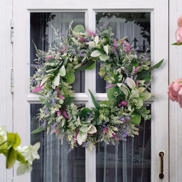 Spring Wreath with Artificial Lavender and Eucalyptus - Rustic Front Door or Wall Hanging Decoration 2025 - US $24.99