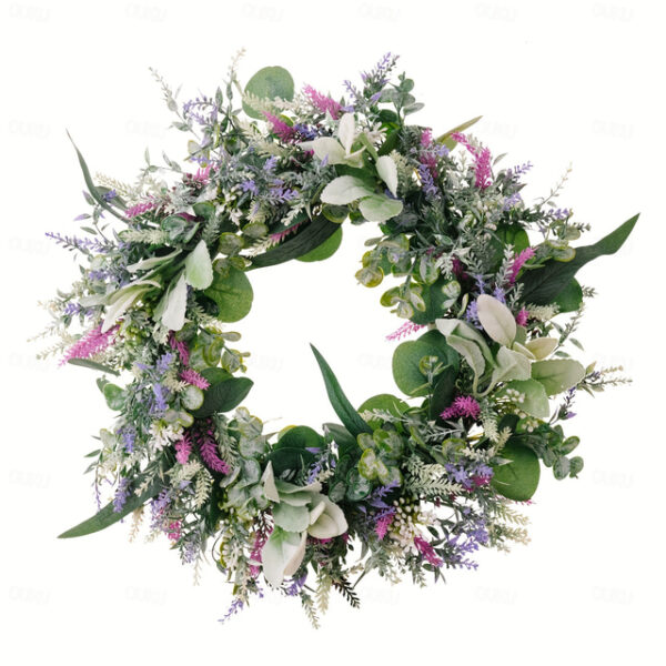 Spring Wreath with Artificial Lavender and Eucalyptus - Rustic Front Door or Wall Hanging Decoration 2025 - US $24.99