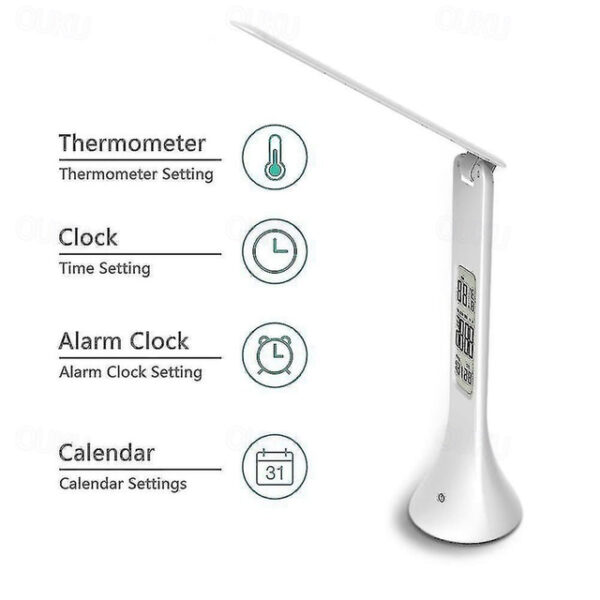 Touch Foldable LED Desk Lamp Rechargeable with Digital Clock 2025 - US $25.99