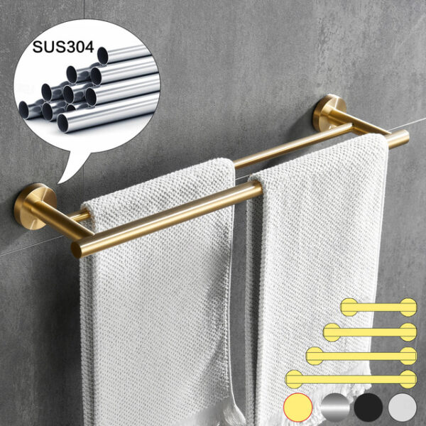 Towel Rack Wall Mounted Stainless Steel Towel Bar 2-tier Towel Rail (Golden/Chrome/Black/Brushed Nickel) 2025 - US $35.99