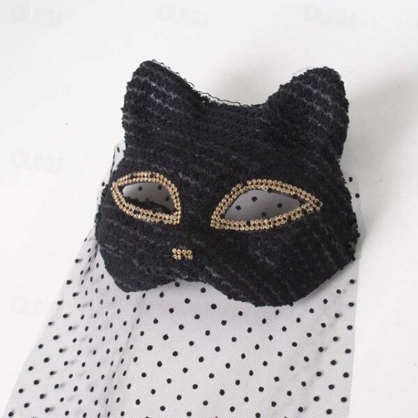 Venice Carnival Cat Mask Black Masquerade Graduation Party Accessories Women Elegant Halloween Cosplay Masks 2025 - US $22.99