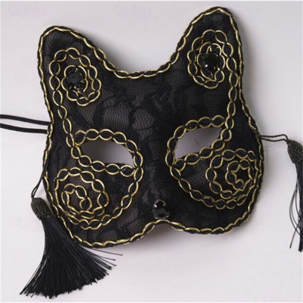 Venice Carnival Cat Mask Black Masquerade Graduation Party Accessories Women Elegant Halloween Cosplay Masks 2025 - US $22.99