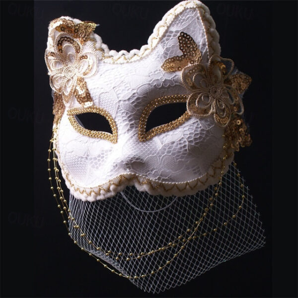 Venice Carnival Cat Mask Black Masquerade Graduation Party Accessories Women Elegant Halloween Cosplay Masks 2025 - US $22.99