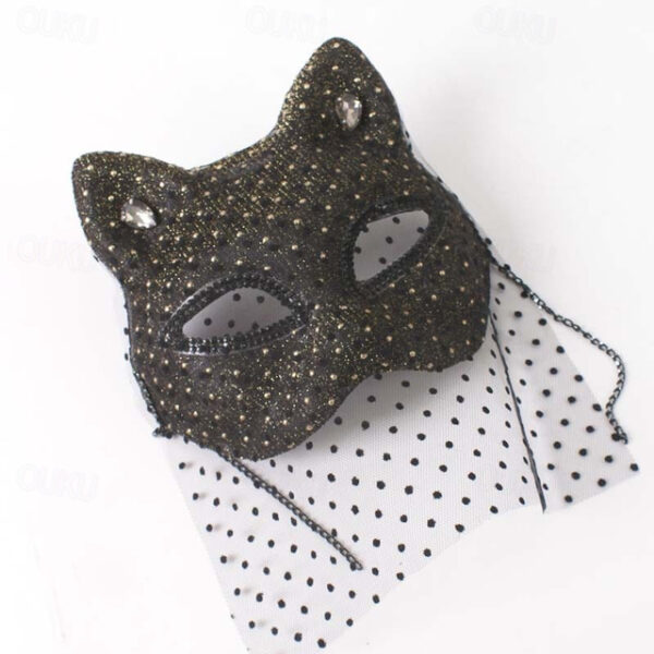 Venice Carnival Cat Mask Black Masquerade Graduation Party Accessories Women Elegant Halloween Cosplay Masks 2025 - US $22.99