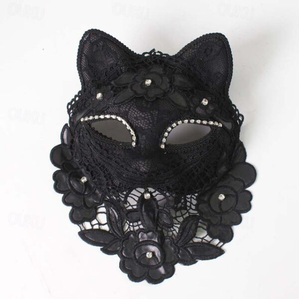 Venice Carnival Cat Mask Black Masquerade Graduation Party Accessories Women Elegant Halloween Cosplay Masks 2025 - US $22.99