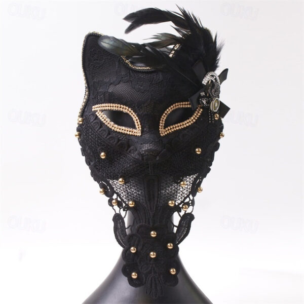 Venice Carnival Cat Mask Black Masquerade Graduation Party Accessories Women Elegant Halloween Cosplay Masks 2025 - US $22.99