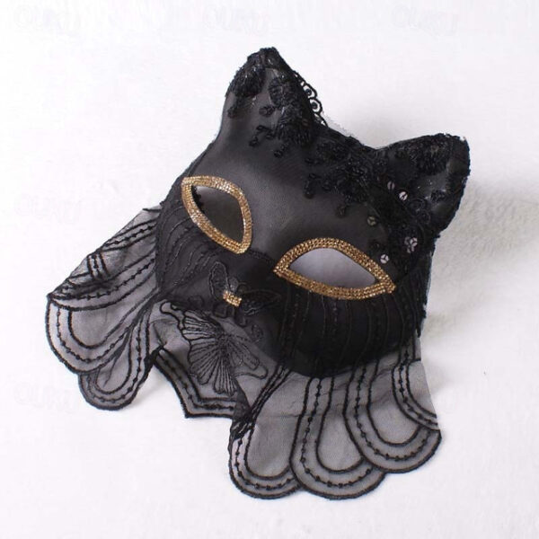 Venice Carnival Cat Mask Black Masquerade Graduation Party Accessories Women Elegant Halloween Cosplay Masks 2025 - US $22.99