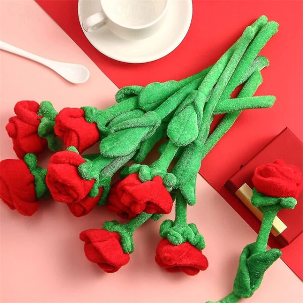 Women's Day Gifts 10 Pcs Plush Rose Flower Stuffed Rose Flower Bendable Stems Plush Bouquet Toy Soft Rose Flower 12.6 Inch For Graduation 2022 Mother'